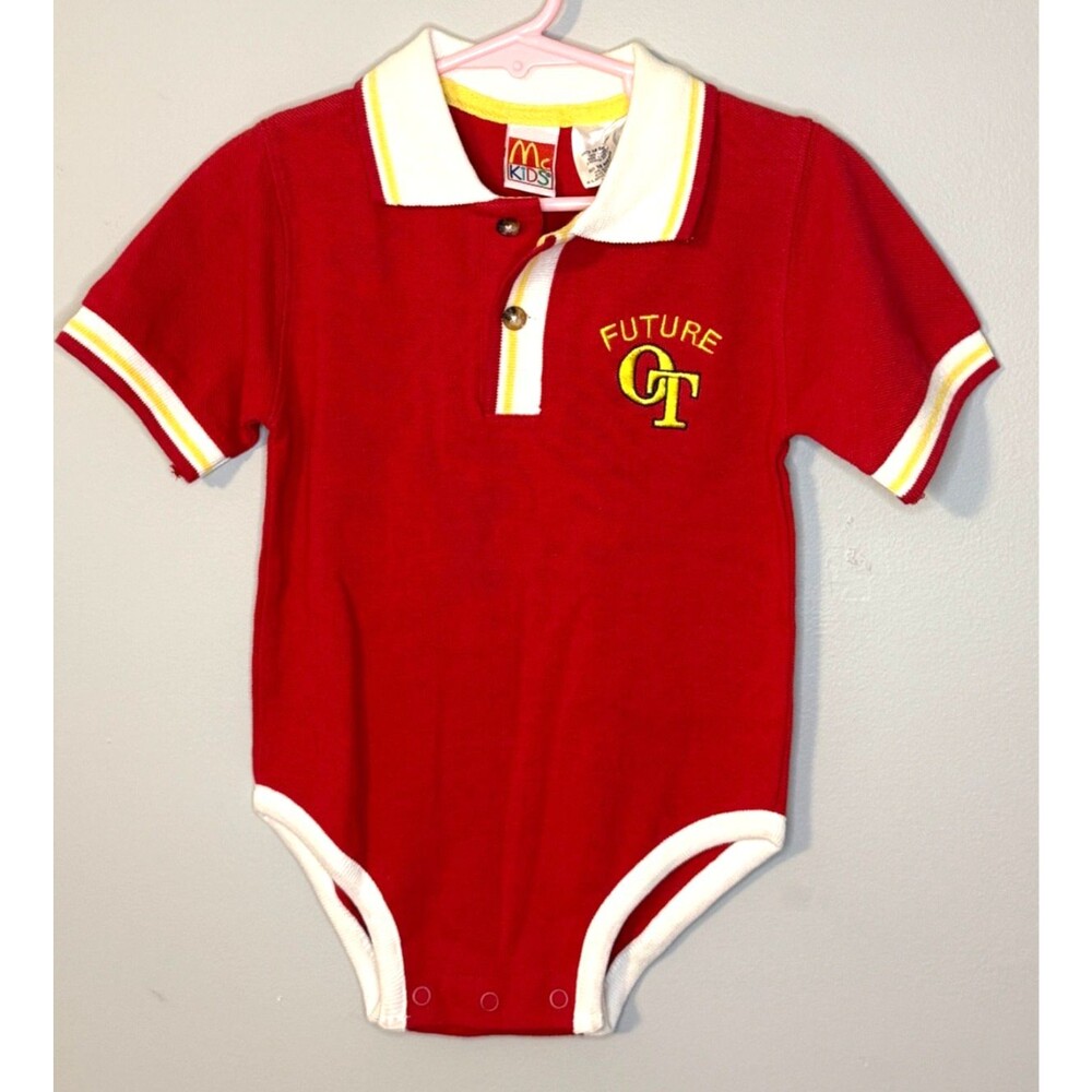 McKids McDonalds Toddler One Piece 18M Red White Yellow Collared Boy Girl Romper